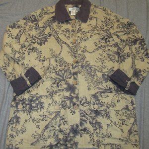 Coldwater Creek || Yellow Floral Linen Blazer Jacket || Size L